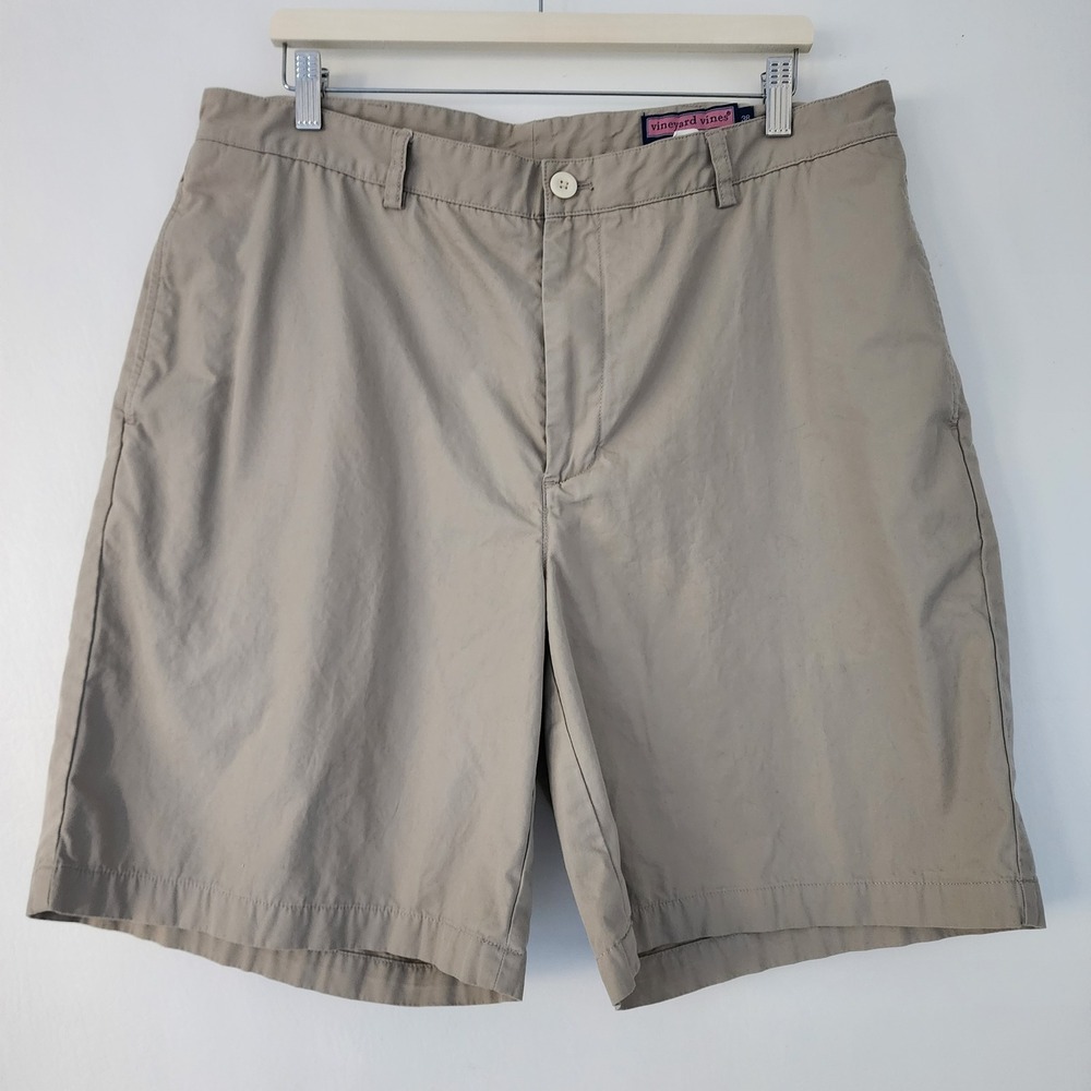 Vineyard‎ Vines by Shep & Ian Khaki Cotton Shorts Mens Size 38 Flat Front Casual